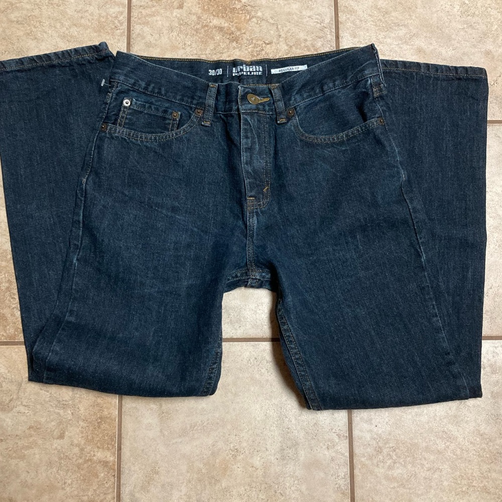 Urban Pipeline dark blue regular fit denim jeans